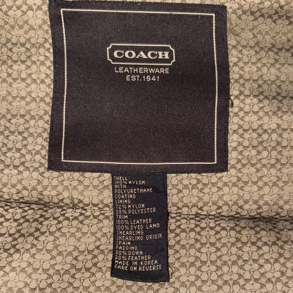 RARE EUC Black Puffer Faux Fur Collar Leather Pocket Trim/Shoulder by COACH